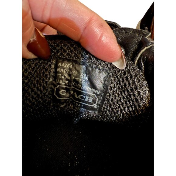 Coach Naples Black Metallic Signature Wedge Sneakers Size 6M Women’s High Top - Picture 12 of 16